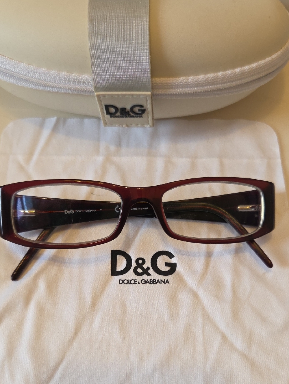 D&G Dolce & Gabbana Burgundy Glasses with Rhinestones